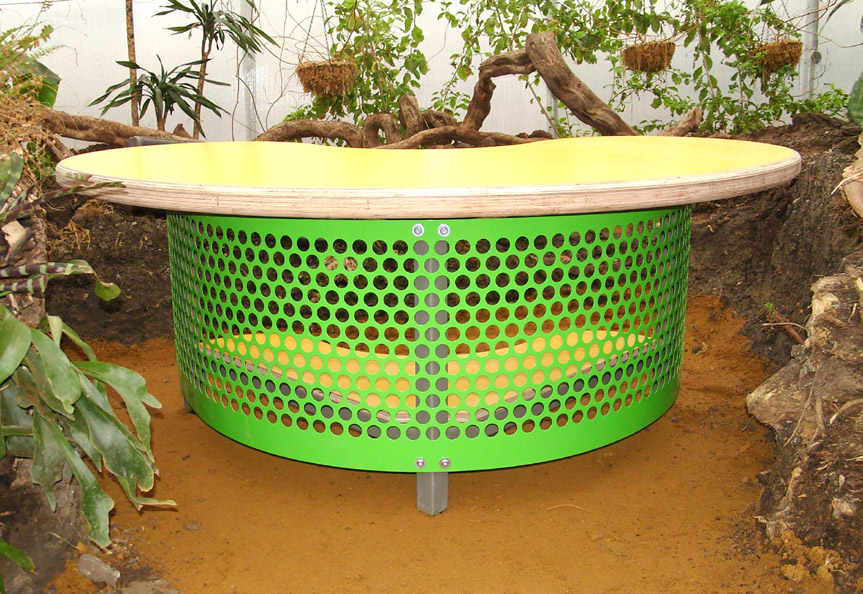 Laminated marine plywood desktop with powder coated legs and grille