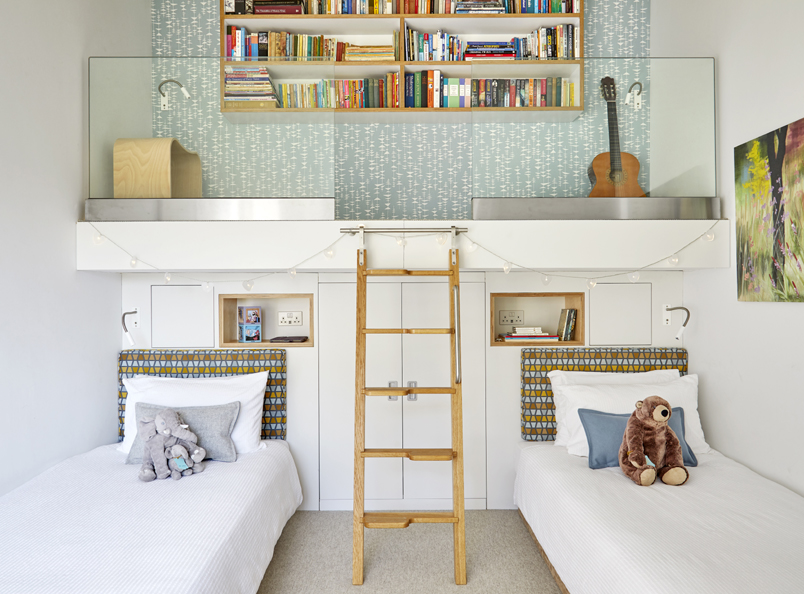 Taplow bedroom oak ladder<br />Interior by Slightly Quirky Ltd