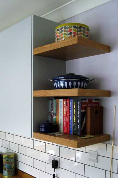 Wheeler Kitchen<br />Oak shelves & sprayed cupboards