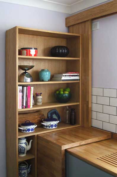 Wheeler Kitchen<br />Sliding oak shelving unit
