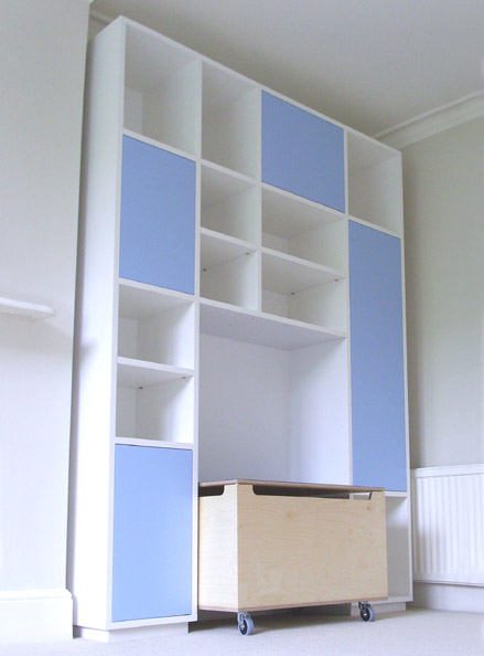 Rory Storage Unit & Toybox<br />Birch plywood, laminate & lino