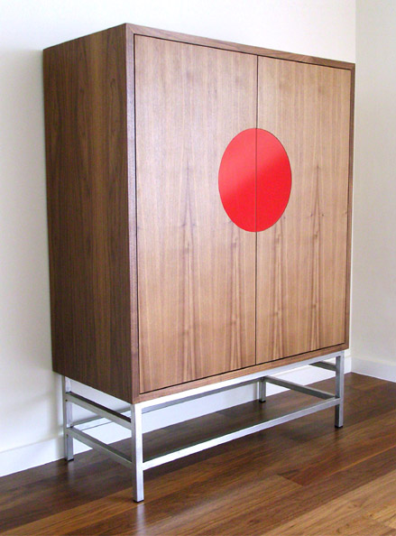Poloni Cocktail Cabinet <br />Walnut, metals & glass