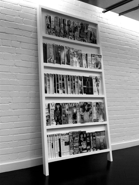 White painted magazine display
