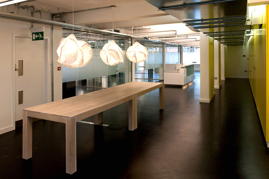 Oak meeting tables with white hardwax oil finish